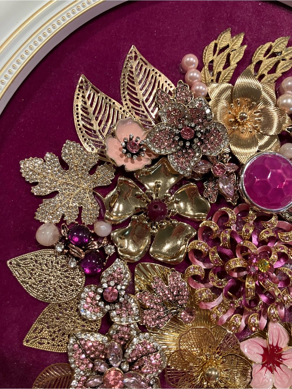 Gold and Pink Floral Embellished Wall Frame - Home Accent - Picture 6 of 15